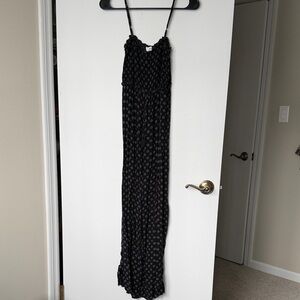 Elegant Black Patterned Maxi Romper